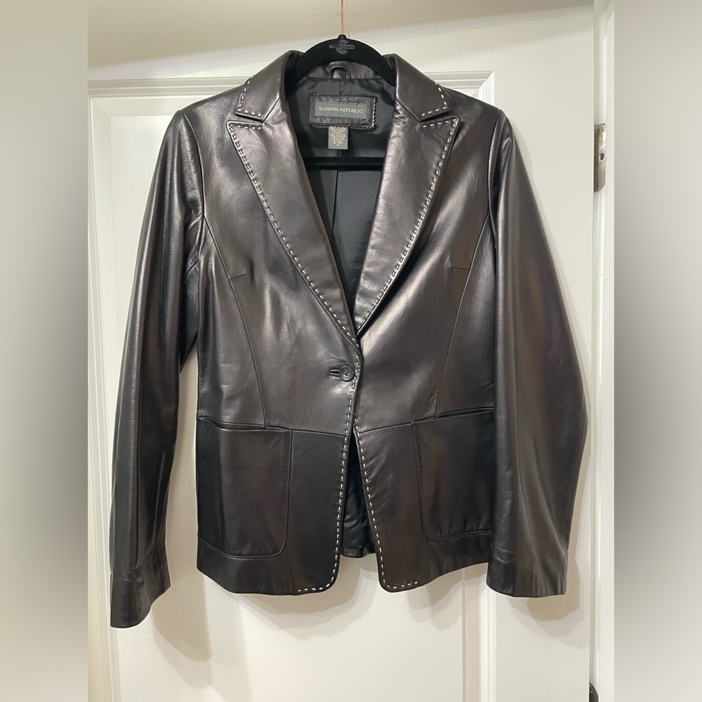 Genuine leather Banana Republic blazer